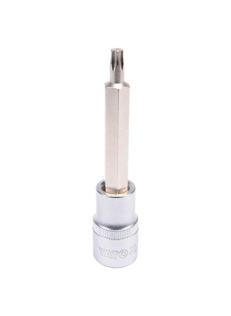 Yato Yato YT04323 Socket Bit of Size T30 Length 100mm Suitable for 12 inch Drive Socket Wrench Set S2 steel Chromium platedSocket Tool BoxUsed as Home Mechanical ToolsIndustrial Tools Power too  - Image 1