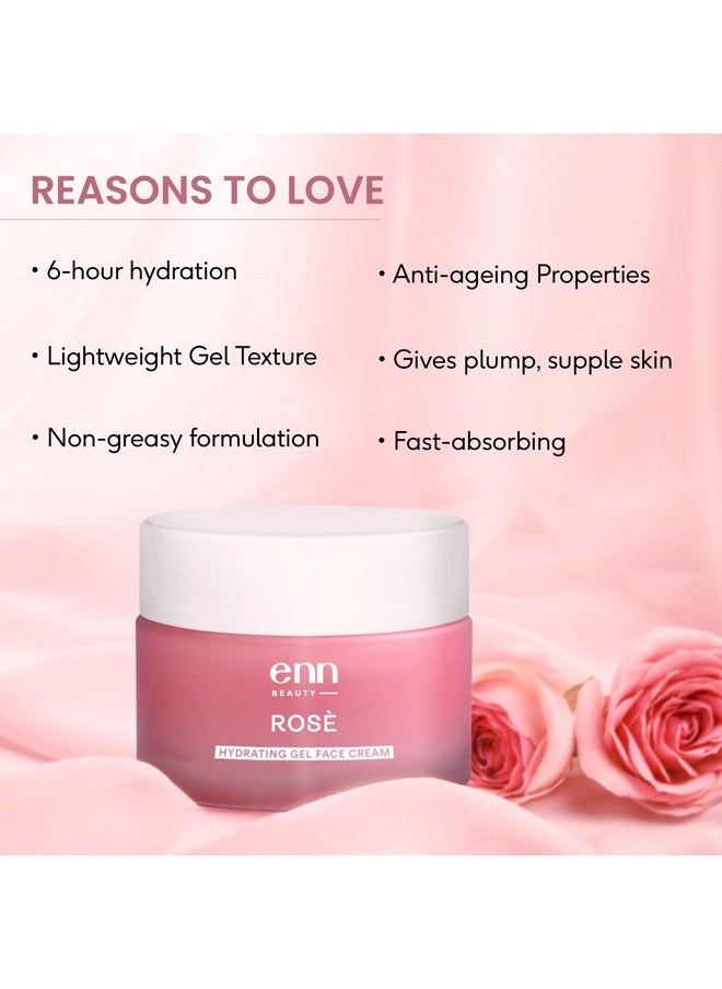 ENN - Rose Ultra Light Hydrating Gel Face Cream Moisturizer For Soft & Glowing Skin With Rose Oil, Aloe Vera Gel & Hyaluronic Acid Moisturizer For Daily Skin Brightening For All Skin Types, 50Gm - Image 1