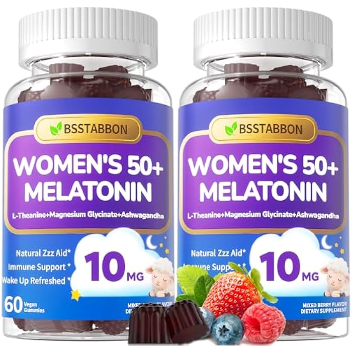 BSSTABBON Melatonin 10mg Gummies for Women Over 50: Maximum Strength Plus Magnesium Ashwagandha Elderberry L-Theanine Chamomile Lavender Vitamins D3 for Zzz - Non-Habit Forming for Women 50+(120Count) - Image 1