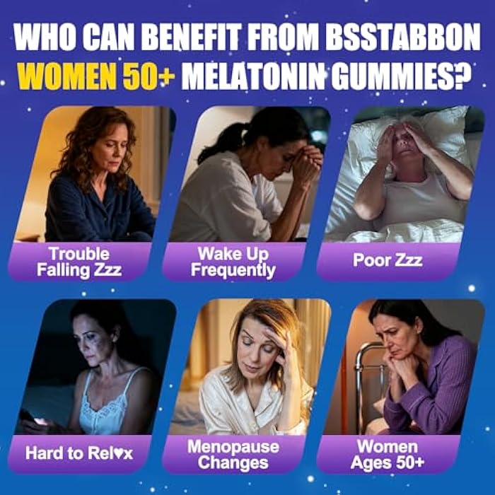 BSSTABBON Melatonin 10mg Gummies for Women Over 50: Maximum Strength Plus Magnesium Ashwagandha Elderberry L-Theanine Chamomile Lavender Vitamins D3 for Zzz - Non-Habit Forming for Women 50+(120Count) - Image 4