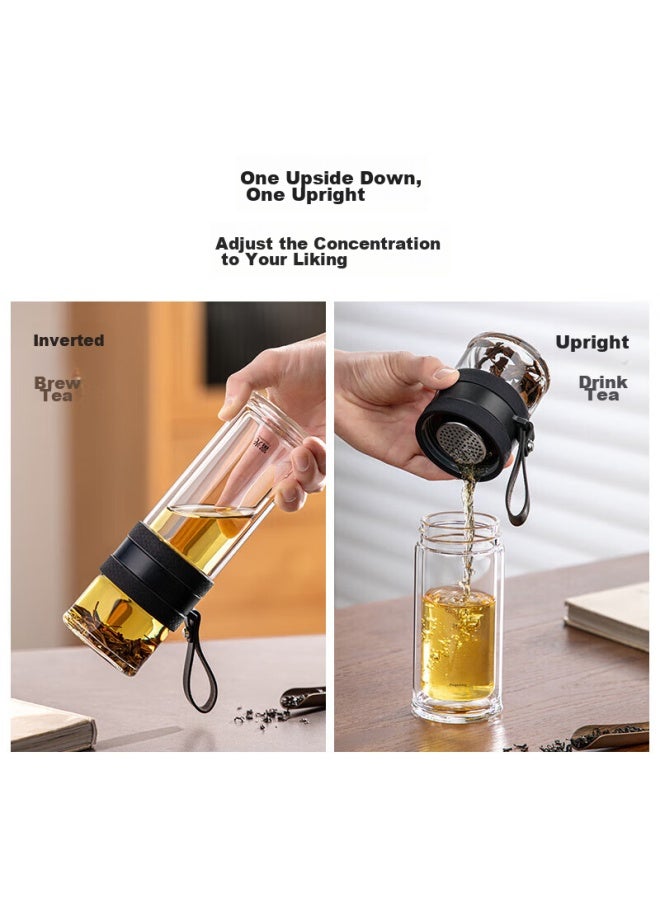 Tomimitsu Fuguang Double-layer Glass Cup, Tea Infuser Cup, Tea-water Separation Cup, High Borosilicate Glass Water Cup For Business, Men And Women, 290ml - Image 4