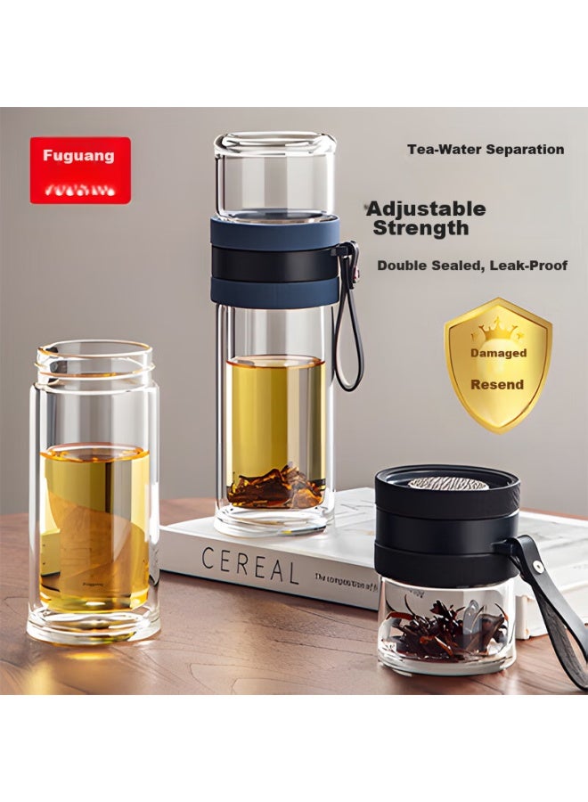 Tomimitsu Fuguang Double-layer Glass Cup, Tea Infuser Cup, Tea-water Separation Cup, High Borosilicate Glass Water Cup For Business, Men And Women, 290ml - Image 1