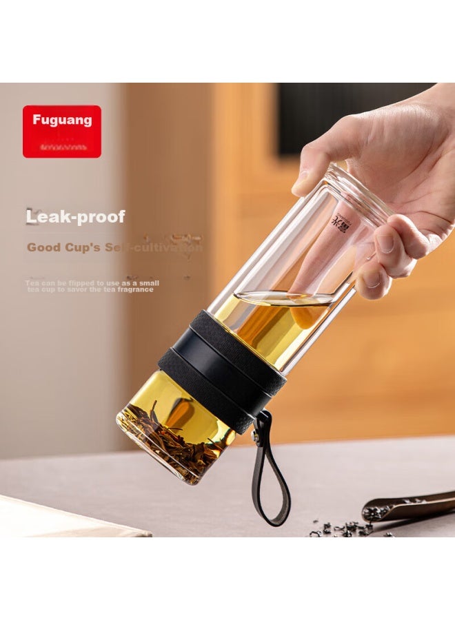 Tomimitsu Fuguang Double-layer Glass Cup, Tea Infuser Cup, Tea-water Separation Cup, High Borosilicate Glass Water Cup For Business, Men And Women, 290ml - Image 5