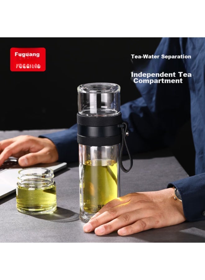 Tomimitsu Fuguang Double-layer Glass Cup, Tea Infuser Cup, Tea-water Separation Cup, High Borosilicate Glass Water Cup For Business, Men And Women, 290ml - Image 2