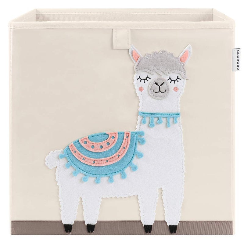 CLCROBD Foldable Animal Cube Storage Bins Fabric Toy BoxChestOrganizer for Kids Nursery 13 inch Llama