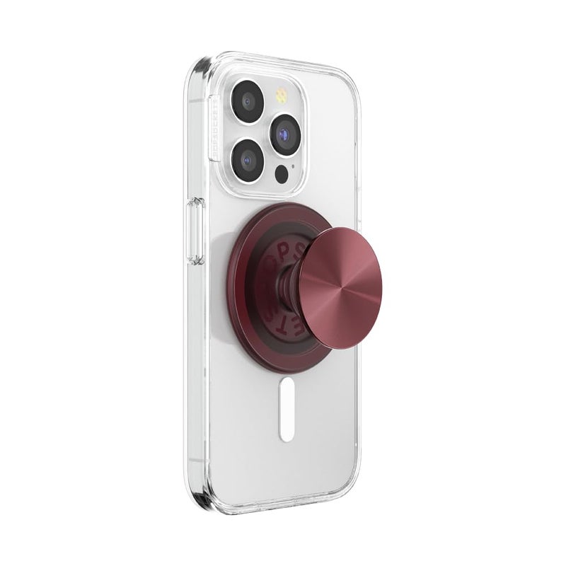 PopSockets Phone Grip for MagSafe, Magnetic Holder, Phone Stand, Red - Alum Radial Oxblood - Image 1