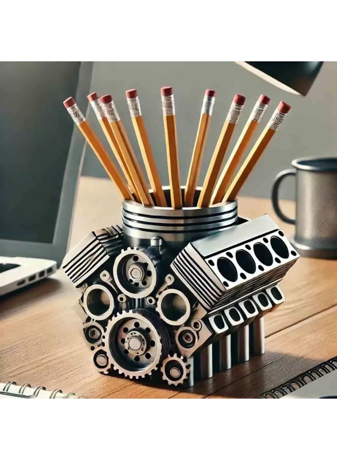 general V8 Engine Model Pen Pencil Holder - Creative Desk Organizer for Home Office| Resin Desktop Stationery Storage with Compartments | Gift for Car Enthusiasts, Mechanics, and Engineers - Image 1