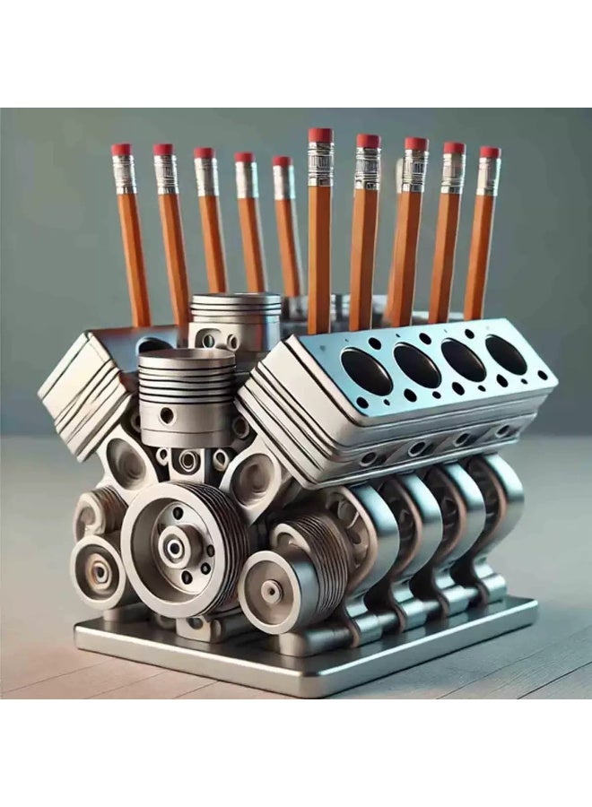 general V8 Engine Model Pen Pencil Holder - Creative Desk Organizer for Home Office| Resin Desktop Stationery Storage with Compartments | Gift for Car Enthusiasts, Mechanics, and Engineers - Image 2