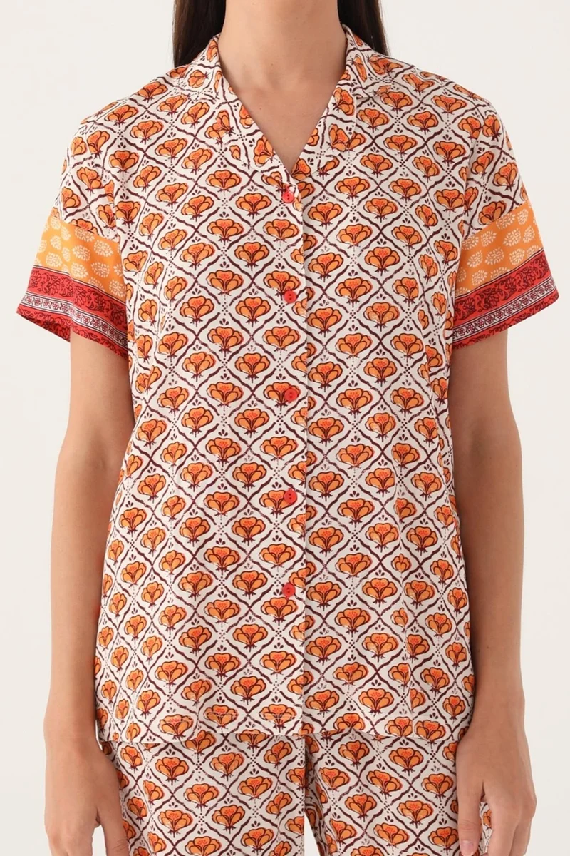 pierre cardin Buttoned Front Summer Shirt Pajama Set