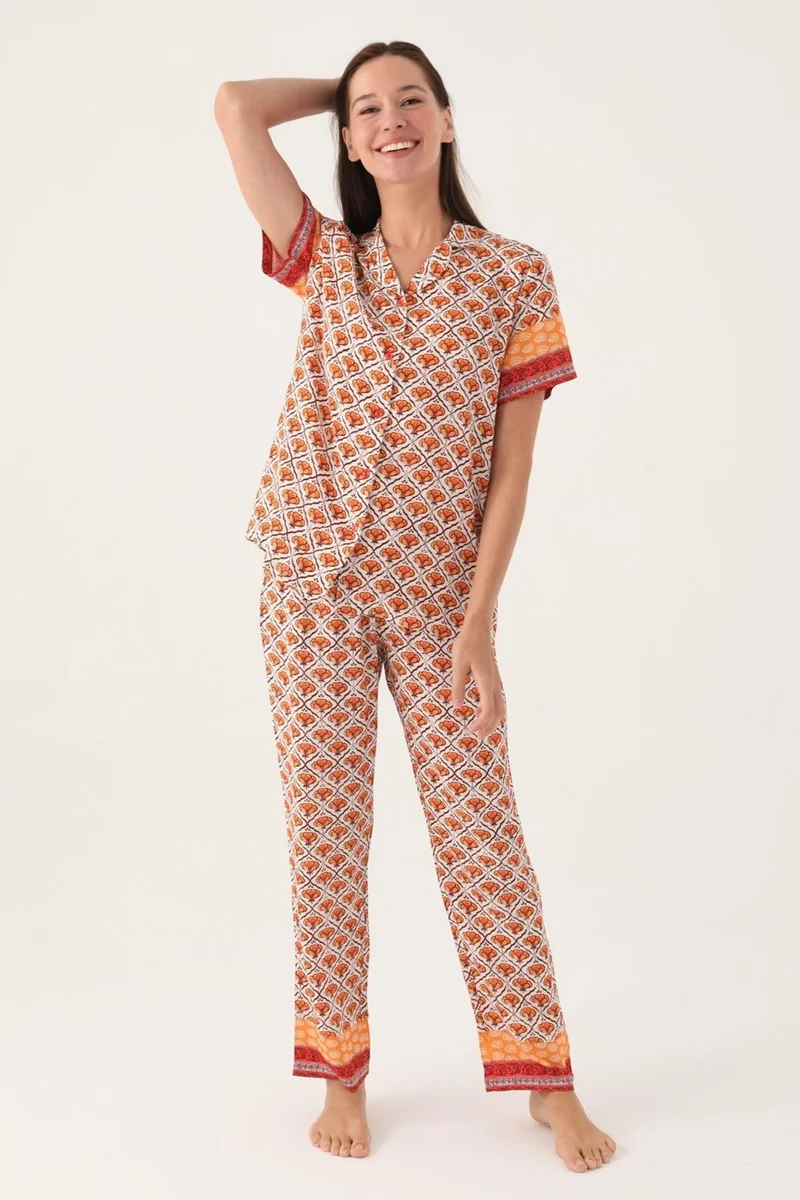 pierre cardin Buttoned Front Summer Shirt Pajama Set
