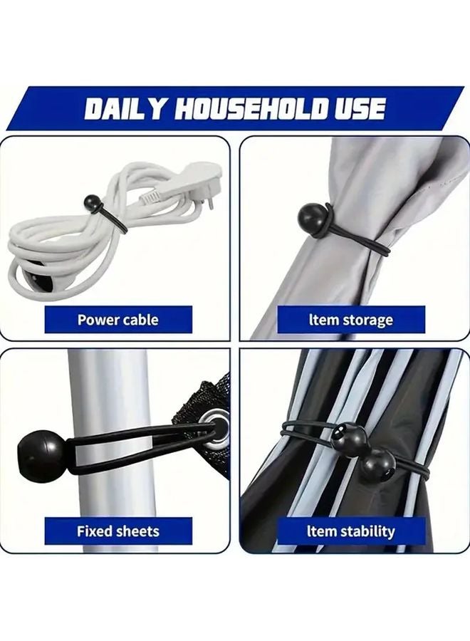 5 قطع أسود أربطة الشد الثقيلة والأربطة المطاطية لخيام التخييم في الهواء الطلق - Image 5