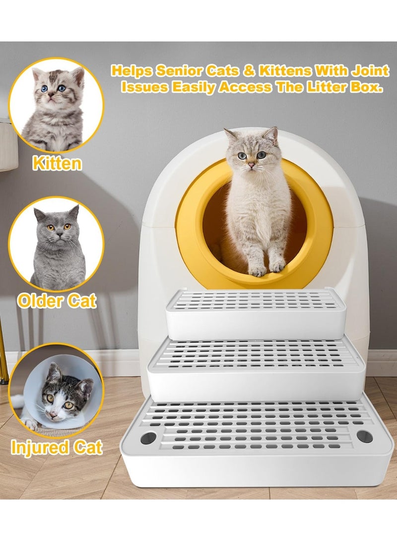 Soofam Adjustable 3 Steps Litter Box Ramp with Detachable Litter Trapper, Non-Slip Easy Clean Cat Litter Stair for Small & Elderly Cats, Cat Steps for Automatic Litter Box, White - Image 5