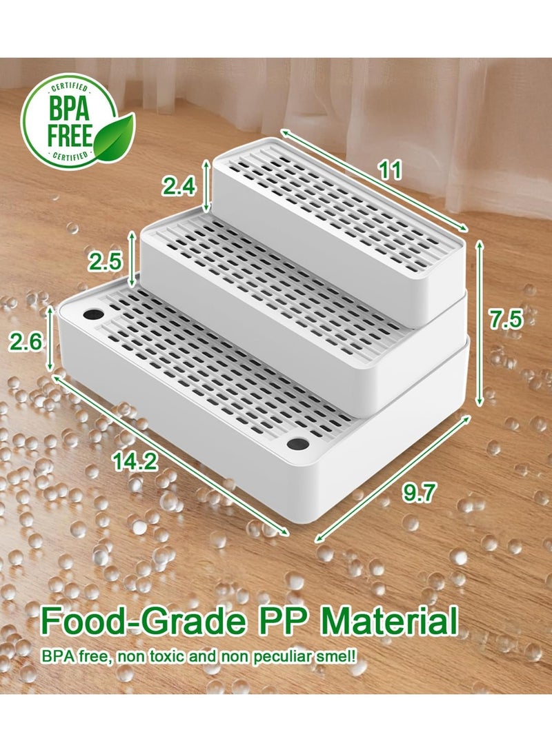 Soofam Adjustable 3 Steps Litter Box Ramp with Detachable Litter Trapper, Non-Slip Easy Clean Cat Litter Stair for Small & Elderly Cats, Cat Steps for Automatic Litter Box, White - Image 2