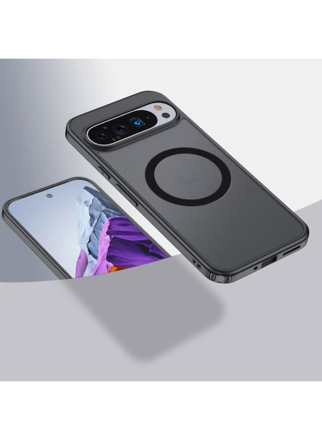 Case Cover For Google Pixel 9 MagSafe Armor Clear TPU Hybrid PC Phone Case Scrub Black