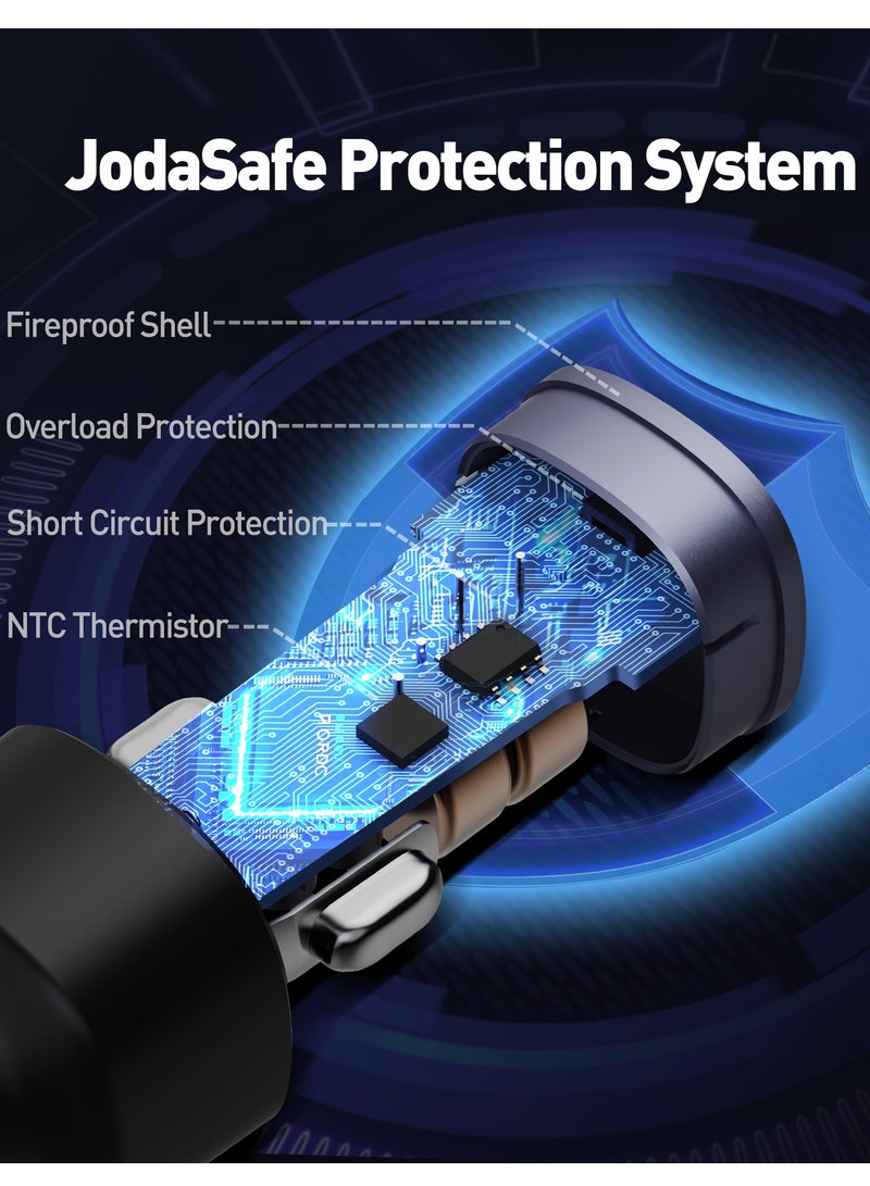 جودا شاحن السيارة جودا 30W سريع 🔌 منفذ USB Type-C | محول شحن ذكي للآيفون، سامسونج واللابتوبات – أسود 🚗 - Image 4