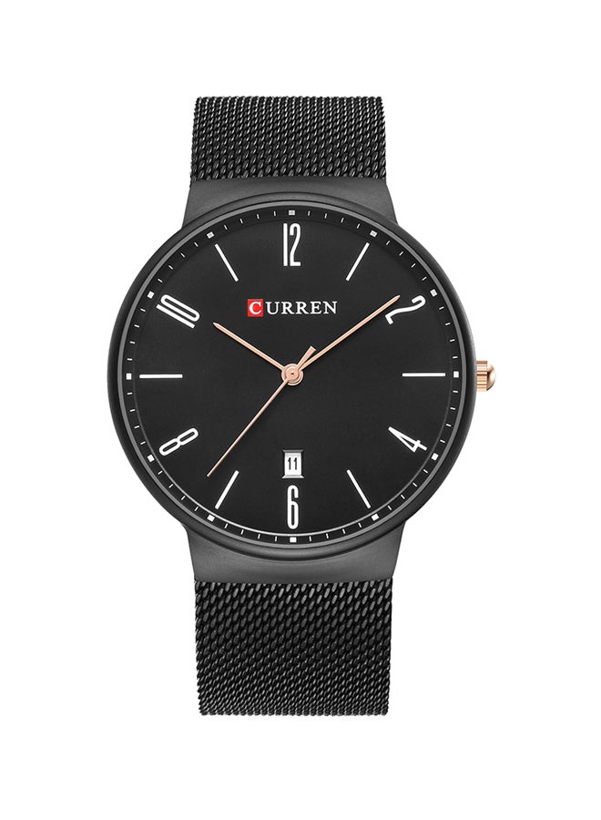 Men's Waterproof Stainless Steel Mesh BAnd Casual Quartz Watch 8257 - 40 mm - Black - Image 1