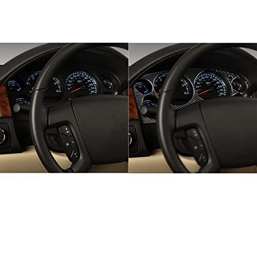 PJFUS Real Premium Black Carbon Fiber Sticker Car Instrument Panel Speedometer Tachometer Frame Trim Compatible with Chevrolet Avalanche/Silverado LTZ 2007-2013 Auto Interior Decoration Accessories - Image 4