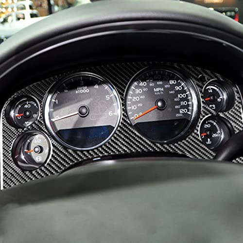 PJFUS Real Premium Black Carbon Fiber Sticker Car Instrument Panel Speedometer Tachometer Frame Trim Compatible with Chevrolet Avalanche/Silverado LTZ 2007-2013 Auto Interior Decoration Accessories - Image 3