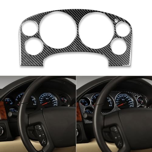 PJFUS Real Premium Black Carbon Fiber Sticker Car Instrument Panel Speedometer Tachometer Frame Trim Compatible with Chevrolet Avalanche/Silverado LTZ 2007-2013 Auto Interior Decoration Accessories - Image 1