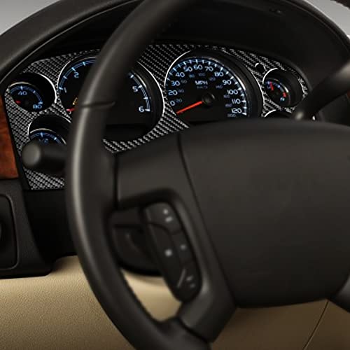 PJFUS Real Premium Black Carbon Fiber Sticker Car Instrument Panel Speedometer Tachometer Frame Trim Compatible with Chevrolet Avalanche/Silverado LTZ 2007-2013 Auto Interior Decoration Accessories - Image 2