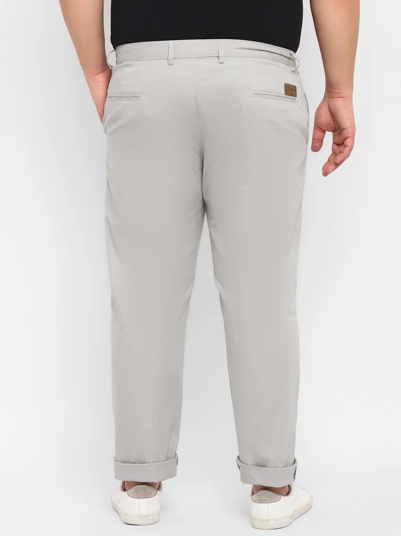 Urbano Fashion  Urbano Plus Men's Grey Cotton Regular Fit Casual Chinos Trousers for Men | Best Price UAE
