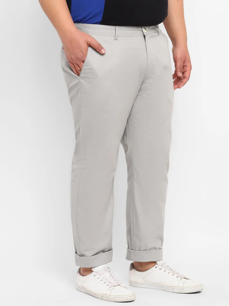 Urbano Fashion  Urbano Plus Men's Grey Cotton Regular Fit Casual Chinos Trousers for Men | Best Price UAE