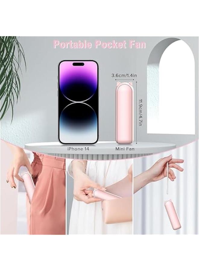HOOKOR Portable Small Pocket Fan - Handheld Foldable Fan - Quiet Personal Fan Speed Adjustable for Stylish Kids Girls Women - Indoor Outdoor Travel (Pink) - Image 4