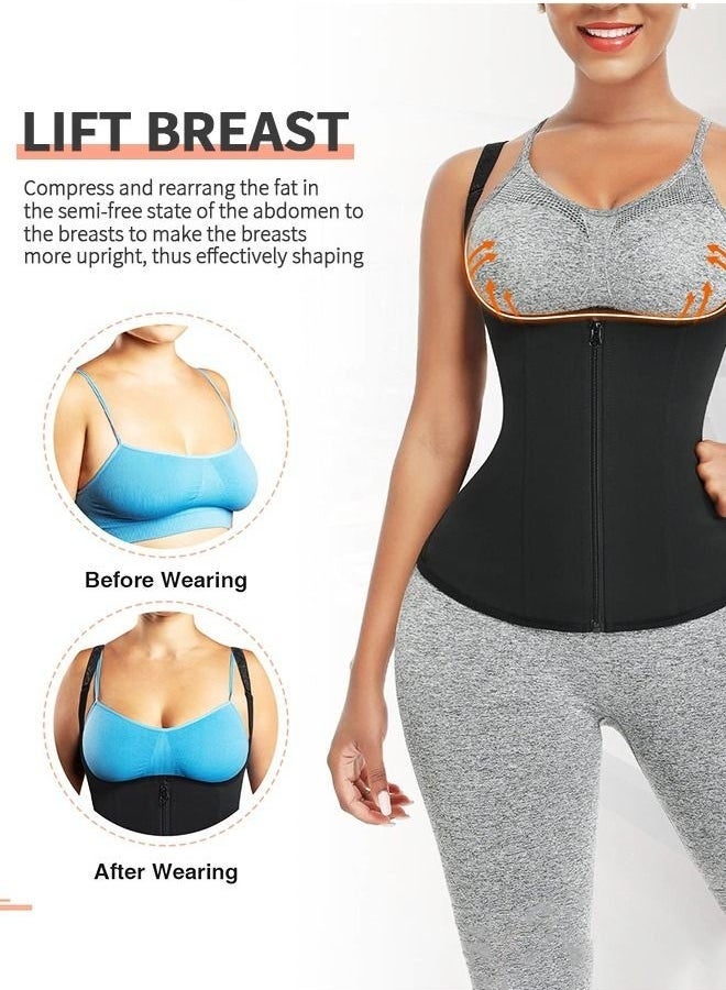 كيلا مشد مشد الخصر للنساء بحزام ثلاثي للجسم مشد للجسم مشد للجسم مع سحاب و3 صفوف للإغلاق، أحزمة ساونا للتمرين أحزمة مشد للجسم تحت الصدر مشد للتحكم في البطن للتحكم في البطن، مشد تنحيف البطن على شكل ساعة رملية - Image 4