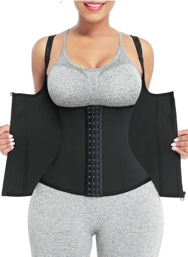 كيلا مشد مشد الخصر للنساء بحزام ثلاثي للجسم مشد للجسم مشد للجسم مع سحاب و3 صفوف للإغلاق، أحزمة ساونا للتمرين أحزمة مشد للجسم تحت الصدر مشد للتحكم في البطن للتحكم في البطن، مشد تنحيف البطن على شكل ساعة رملية - Image 2