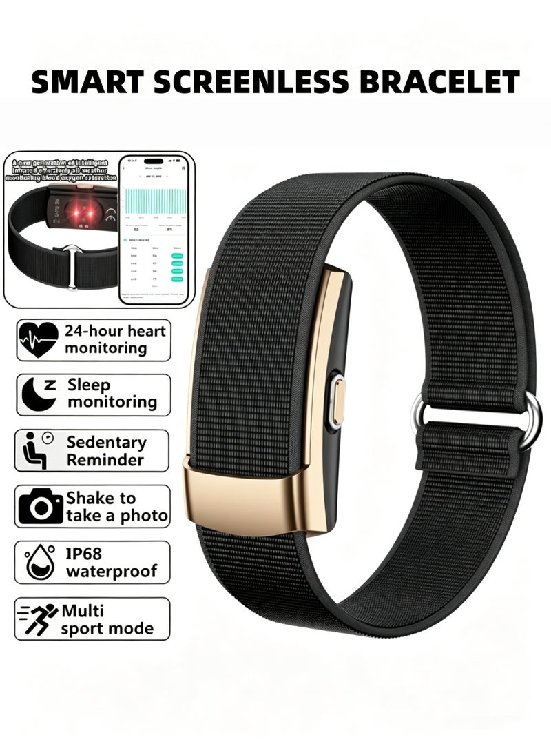 AMOROM Men's Smart Bracelet for Sports, Screenless Smart Fitness Tracker with Real Blood Oxygen, Heart Rate Red Flash Alert, Call reminder, 24H Sleep Tracker, Multi-data Analysis Smart Band,Saivi Algorithm, 178 Sport Modes, 200mAh Battery (7+ Days Use), IP68 Waterproof – for Android iOS,Free APP , Black - Image 1