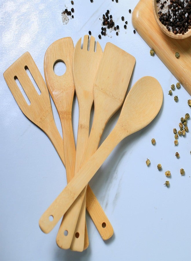 ZTHapwa طقم أدوات مطبخ ZTHapwa، طقم أدوات طهي من خشب البامبو مع ملاعق وملعقة مسطحة لأواني الطهي غير اللاصقة، أدوات مطبخ عصرية بسيطة لأساسيات الشقة/التخييم/السفر/المركبات الترفيهية (5 قطع) - Image 5