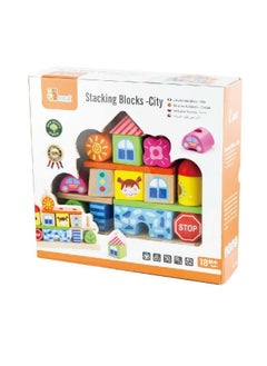 VIGA Viga Wooden Stacking Blocks Playset (14 Pieces)  - Image 1