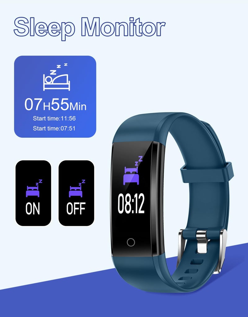 GRV Fitness Tracker Non Bluetooth Fitness Watch No App No Phone Required Waterproof Pedometer Watch with Steps Calories Counter Sleep Tracker for Men Women Parents (Blue) - Image 3