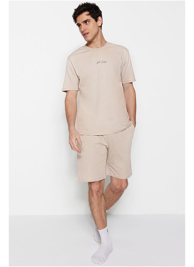 trendyol - Stone Men's Regular Fit Crew Neck Pajamas Set - Image 1