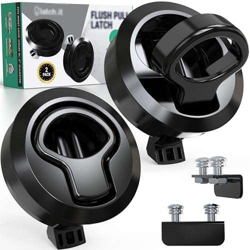 LATCH.IT 2-Pack RV & Boat Hatch Latches | Black Flush Mount – RV Slam Latch & Boat Lid Lock | Fits 2” Diameter & up to 0.5” Thickness Doors | Latches for Marine, Trailers, Camper, DIY & Home Use! - Image 1