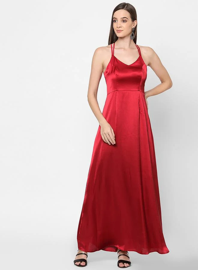 ميش Strappy Cross Back A-Line Maxi Dress by Styli