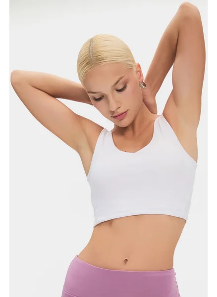 جويستار Women's Black V Neck Lightly Supported Covered Thick Strap Sports Bra