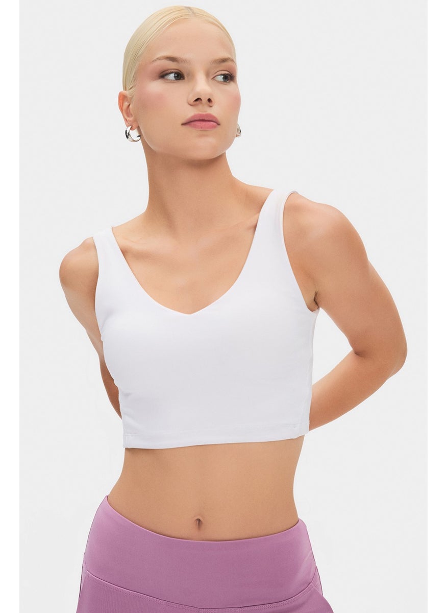 JOYSTAR - Women's Black V Neck Lightly Supported Covered Thick Strap Sports Bra - Image 1
