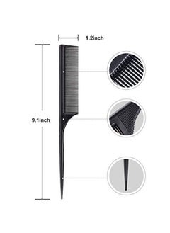 2 Pieces Rat Tail Fine Tooth Comb Carbon Fiber Teasing Styling Comb Anti Static Heat Resistant Tail Comb For Back Combing Root Teasing Adding Vo Evening Styling Women Men