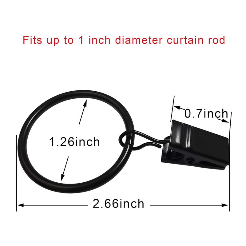 AMZSEVEN 40 PCS Curtain Rings with Clips Strong Drapery Clips Hooks on Tension Rod Bracket 126 Inch Interior Diameter Metal Eyelets Decorative Drapes Window Hangers Vintage Black - Image 2