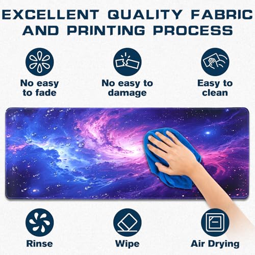 Yuhijoy Mouse Pad Gaming - Desk Mat for Keyboard and Mouse - Purple Galaxy Space Large Mouse Pads for Desk, Gaming Mousepad with Non-Slip Base, Desks Pad (31.5" X 11.8") for Game, Office and Home - Image 3