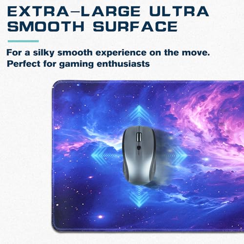 Yuhijoy Mouse Pad Gaming - Desk Mat for Keyboard and Mouse - Purple Galaxy Space Large Mouse Pads for Desk, Gaming Mousepad with Non-Slip Base, Desks Pad (31.5" X 11.8") for Game, Office and Home - Image 4
