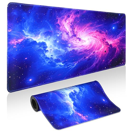 Yuhijoy Mouse Pad Gaming - Desk Mat for Keyboard and Mouse - Purple Galaxy Space Large Mouse Pads for Desk, Gaming Mousepad with Non-Slip Base, Desks Pad (31.5" X 11.8") for Game, Office and Home - Image 1