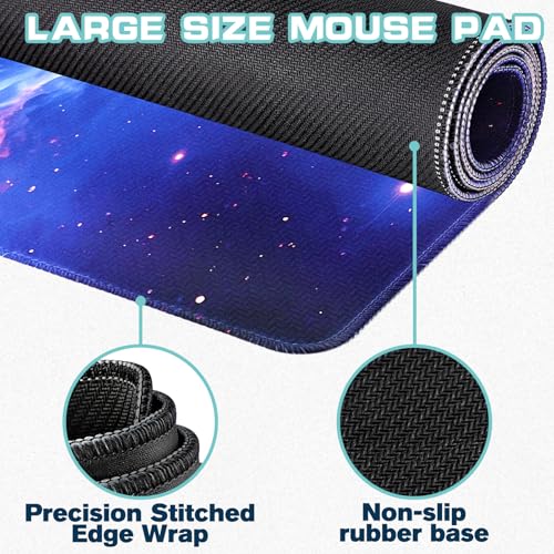 Yuhijoy Mouse Pad Gaming - Desk Mat for Keyboard and Mouse - Purple Galaxy Space Large Mouse Pads for Desk, Gaming Mousepad with Non-Slip Base, Desks Pad (31.5" X 11.8") for Game, Office and Home - Image 2
