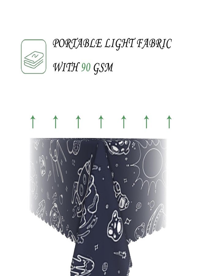 ggaimwf مفرش طاولة مستطيل الشكل من ggaimwf، مقاس 52 × 70 بوصة، بتصميم فضائي، مرسوم يدويًا برسومات رواد فضاء وصواريخ وكواكب، قابل للغسل، متين، مناسب لتناول الطعام، المنزل، المدرسة، غرفة الأطفال، وحفلات أعياد الميلاد. - Image 3