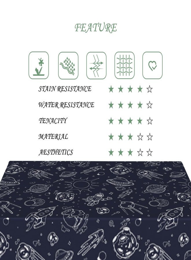 ggaimwf مفرش طاولة مستطيل الشكل من ggaimwf، مقاس 52 × 70 بوصة، بتصميم فضائي، مرسوم يدويًا برسومات رواد فضاء وصواريخ وكواكب، قابل للغسل، متين، مناسب لتناول الطعام، المنزل، المدرسة، غرفة الأطفال، وحفلات أعياد الميلاد. - Image 5