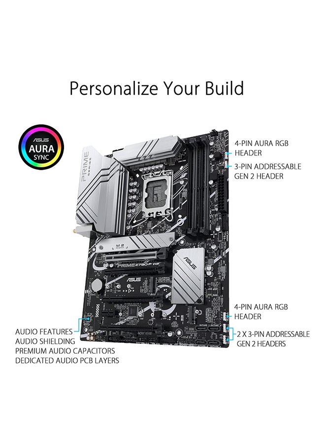أسوس اللوحة الأم Prime Z790-P WiFi LGA 1700 (Intel¬Æ الجيل الثالث عشر والثاني عشر) ATX (PCIe 5.0، DDR5، 14+1 مراحل طاقة، 3X M.2، WiFi 6، Bluetooth v5.2، 2.5 جيجابت LAN، اللوحة الأمامية USB 3.2 الجيل الثاني من النوع C، ثاندربولت 4/USB4) أسود - Image 4