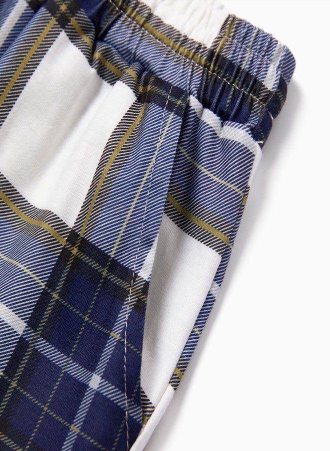 PATPAT Unisex Kids Plaid Pajama Pants - Soft Lounge Sleep Bottoms with Elastic Waist and 2 Pockets, Ages 5-14 Years, Navy/White Plaid, 11-12 years - Image 5