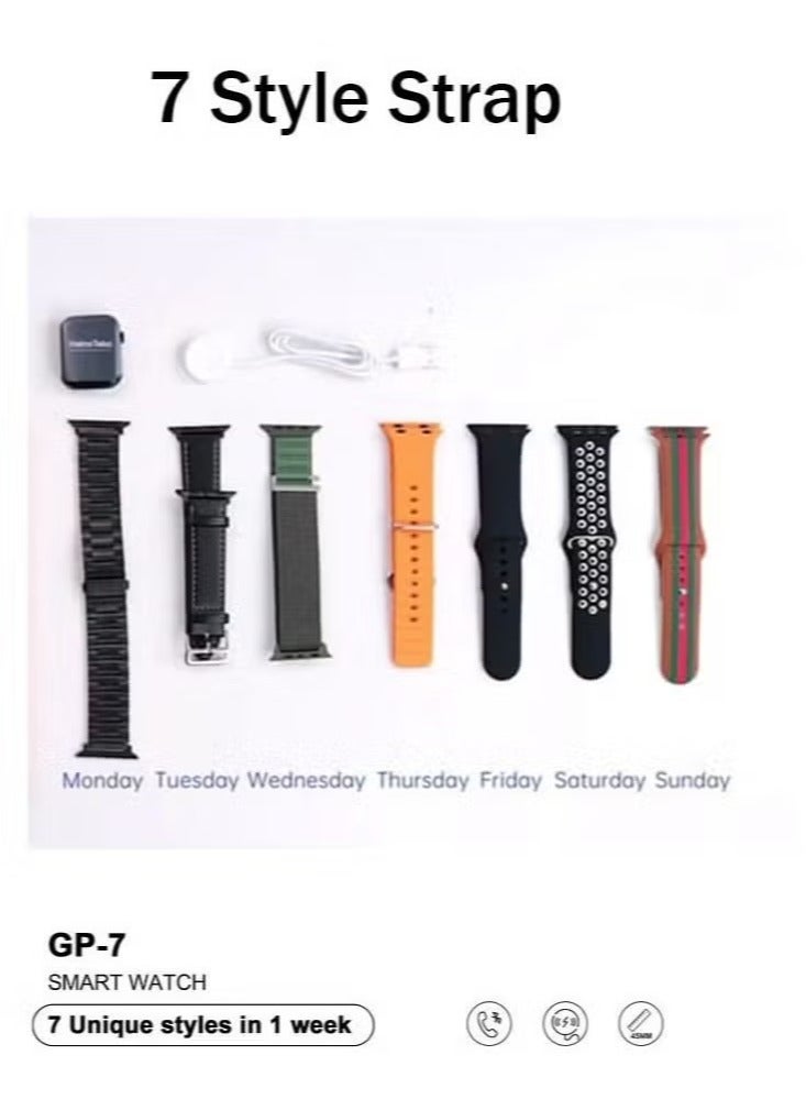 Haino Teko GP 7 Smart Watch with Seven Set Straps and Wireless Charger for Men and Women -– Stylish, Multifunctional Fitness Tracker, Heart Rate Monitor, Waterproof, and Customizable Design - Image 4