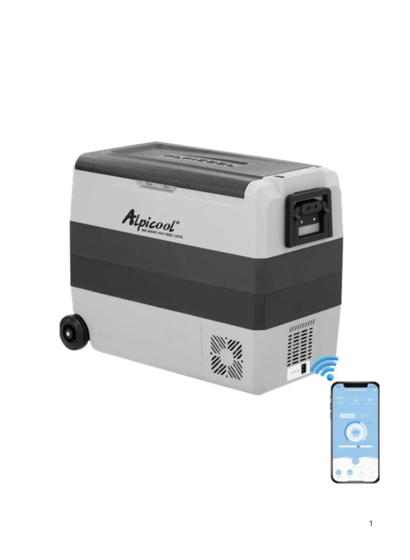 Alpicool Car refrigerator, small refrigerator, Alpicool T60 liters 60 portable car refrigerator 12/24 volt electric cooler for camping, road trips, picnics. Cooling power down to -20 degrees Celsius! Keep your food fresh and enjoy chilled drinks anywhere! - Image 1